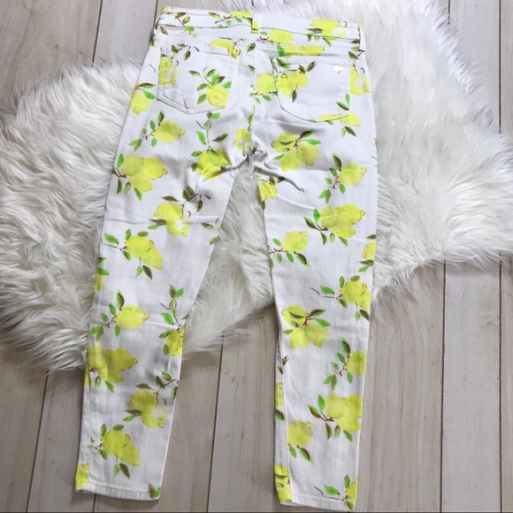 Kate Spade Lemon Print White Skinny Ankle Jeans - Picture 3 of 8